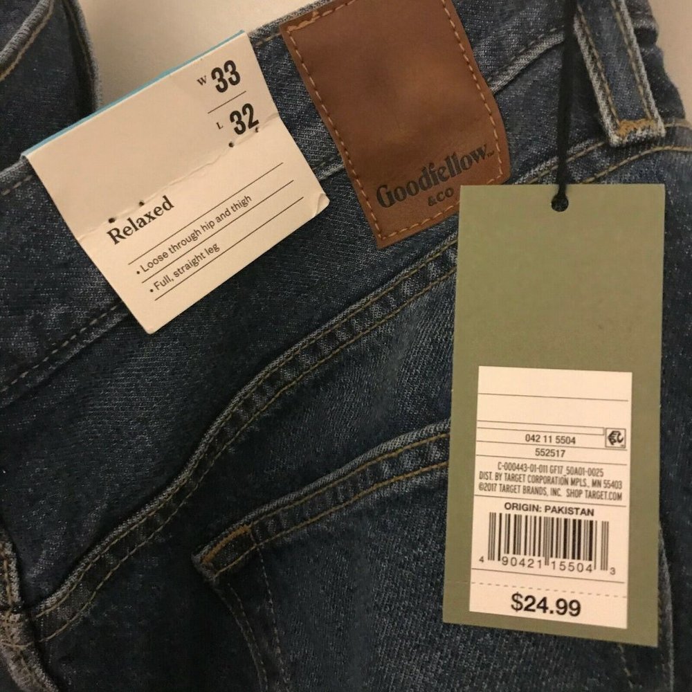 NEW Goodfello & Co. 33x32 Relaxed Blue Jeans - Picture 3 of 4